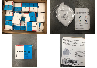 BOX INCLUDING QUANTITY OF FFP2 MASKS.