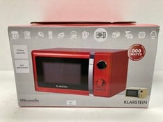 KLARSTEIN FINE DINESTY - MICROWAVE OVEN WITH GRILL, 2-IN-1 MICROWAVE, MICROWAVE 800W, GRILL 1000W, CAPACITY 23L, 12 PROGRAMMES, 3 DEFROSTING LEVELS, DIGITAL DISPLAY, RED, (RRP £167.99).