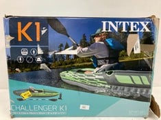 INTEX 68305NP - CHALLENGER K1 INFLATABLE KAYAK WITH ONE PADDLE 274 X 76 X 33 CM, (RRP £99.95).