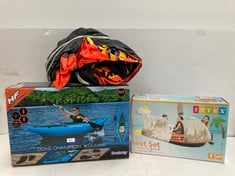 3 X LEISURE INFLATABLE ITEMS INCLUDING BESTWAY COVE CHAMPION X1 KAYAK .