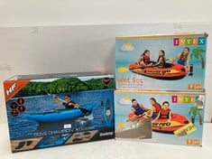 3 X INFLATABLE LEISURE ITEMS INCLUDING BESTWAY COVE CHAMPION X1 KAYAK.