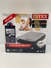 INTEX INFLATABLE MATTRESS DURA-BEAM PLUS COMFORT-PLUSH MULTICOLOUR SIZE 1.37M X 1.91M X 33CM .