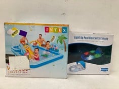 2 X POOL ITEMS INCLUDING INTEX PLAY CENTRE MEASURING 2.44M X 1.98M X 71CM.