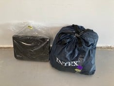 2 X CAMPING ITEMS INCLUDING INTEX INFLATABLE MATTRESS AND AKTIVE FOLDING TABLE.