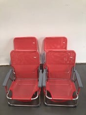 4 X AKTIVE FOLDING BEACH CHAIR, FIXED BACKREST CHAIR, 44X40X72 CM, COLOUR CORAL, LOW FOLDING CHAIR, ALUMINIUM TUBES, CARRYING HANDLE, MAX. WEIGHT 100 KG, WITH ANTI-TIPPER (62625) P.V.P. £24.95 EACH.