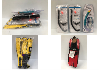 5 X SCUBA DIVING ITEMS INCLUDING BEUCHAT ADJUSTABLE FINS.