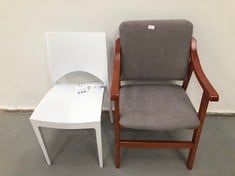 2 X HOME FURNISHING CHAIRS INCLUDING GRAND SOLEIL S6314B GRANDSOLEIL UPON PARIS-POLYPROPYLENE STACKING CHAIR, 51 X 49 X 80 CM, WHITE, WHITE.