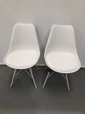 2 X WHITE POLYURETHANE HOUSEHOLD CHAIRS (1 OF THEM WITHOUT SCREWS).