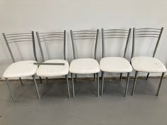 5 X WHITE DINING CHAIR (DIRTY) (BROKEN) .