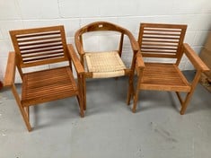 3 X MISCELLANEOUS GARDEN ITEMS INCLUDING FURINNO CHAIRS (DAMAGED).