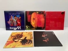 5 X VINYL VARIOUS ARTISTS AND STYLES INCLUDING THE MAGIC OF BONEY M - LOCATION 31A.