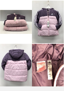 2 X PINK AND PURPLE ADIDAD COATS INCLUDING SIZE 9-10 YEARS-LOCATION 8A.