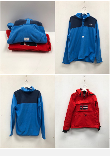 QTY OF ITEMS TO INCLUDE 2 X SUNDRIES INCLUDING THE NORTH FACE SWEATSHIRT SIZE L-LOCATION 1B, THE NORTH FACE GLACIER SWEATSHIRT, BLUE, 152 FOR MEN.