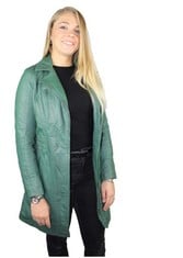 URBAN 5884 JANICE LADIES | WOMEN'S LEATHER JACKET | ELEGANT SOFT LAMBSKIN JACKET FOR WOMEN | LONG MODEL | GREEN | S-LOCATION 5B.