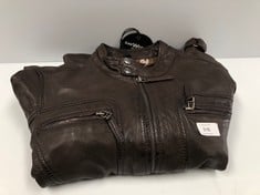 OAKWOOD LEATHER JACKET SIZE L COLOUR BROWN-LOCATION 9B.