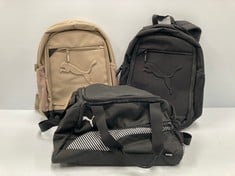 3 X PUMA BACKPACKS VARIOUS MODELS - LOCATION 33B.