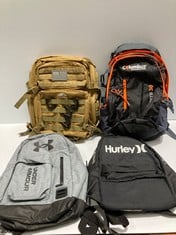 4 X BACKPACK INCLUDING BLACK HURLEY BACKPACK - LOCATION 37B.