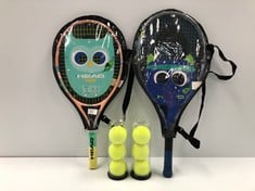 4 TENNIS RELATED ITEMS INCLUDING CHILDREN'S RACKET - LOCATION 3B.