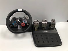 LOGITECH STEERING WHEEL AND PEDALS (WITHOUT ORIGINAL BOX TOTAL P.V.P 234€)-LOCATION 7B.