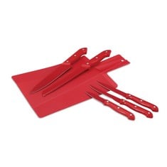 5 X RENBERG SET OF 6 STAINLESS STEEL KNIVES, RED, 6 PCS., 6 - LOCATION 24B.