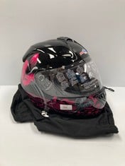 PROTECTWEAR MOTORBIKE HELMET BLACK, GREY AND PINK ECER22-05 - LOCATION 20B.