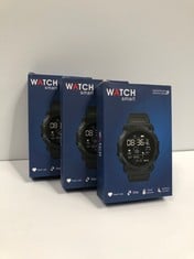 3 X SMARTWATCHES WITH BLUETOOTH, HEART RATE MONITOR, STEP COUNTER, BLOOD PRESSURE AND SEDENTARY REMINDERS