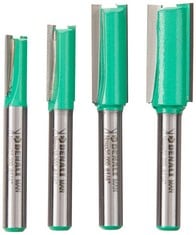 16 X BRAND - DENALI ROUTER BITS SET, 4 PCS., STRAIGHT, 1/4" (63 MM), GREEN.