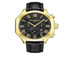 SWAN & EDGAR LIMITED EDITION AUTOMATIC COSMOPOLITAN WATCH HAND ASSEMBLED IN GOLD AND BLACK COLOUR SKU:01422