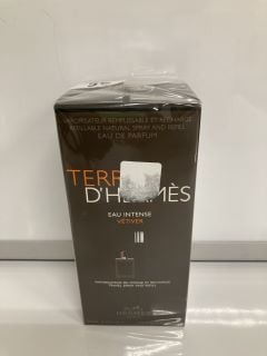 HERMES TERRE D'HERMES EAU INTENSE VETIVER VAPORISATEUR DE VOYAGE ET RECHARGE TRAVEL SPRAY AND REFILL 30ML & 125ML RRP £128 (SEALED UNIT)