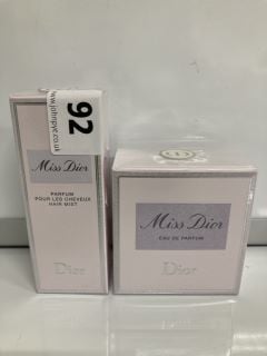 DIOR MISS DIOR PARFUM POUR LES CHEVEUX HAIR MIST VAPOURISATEUR SPRAY 30ML ALSO TO INCLUDE DIOR MISS DIOR EAU DE PARFUM VAPOURISATEUR SPRAY 30ML TOTAL RRP £120 (SEALED UNIT)