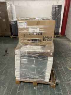 1X PALLET WITH TOTAL RRP VALUE OF £1287 TO INCLUDE 1X BOSCH BUILT-IN ELECTRIC SINGLE OVENS MODEL NO HHF113BA0 B, 1X HISENSE BLT-IN ELEC DOUBLE OVEN TSL MODEL NO BID95211X UK, 1X BOSCH BUILT-IN OTHER