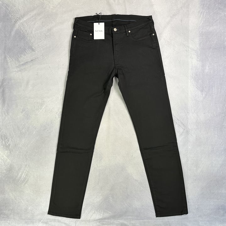 Paul Smith Men'S Tapered Fit Jean. Size: 32, Made From: 92 Cotton 5 Polyester 3 Elastane   Woven 10.5Oz Black Denim. Rrp: £