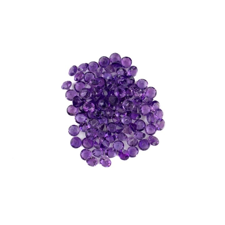 8.98ct Amethyst Faceted Round-cut Parcel of Gemstones, 3mm