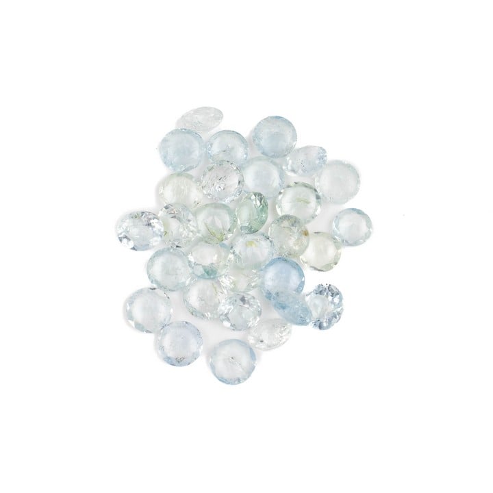 19.46ct Aquamarine Faceted Round-cut Parcel of Gemstones, 6mm