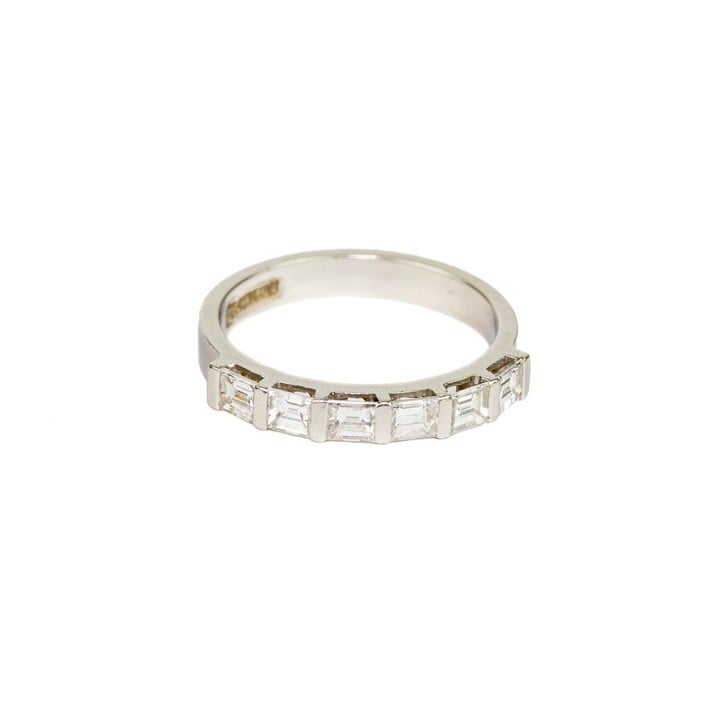 Platinum 950 0.60ct Diamond Six Stone Band Ring, Size K, 4.2g.  Auction Guide: £250-£350 (VAT Only Payable on Buyers Premium)