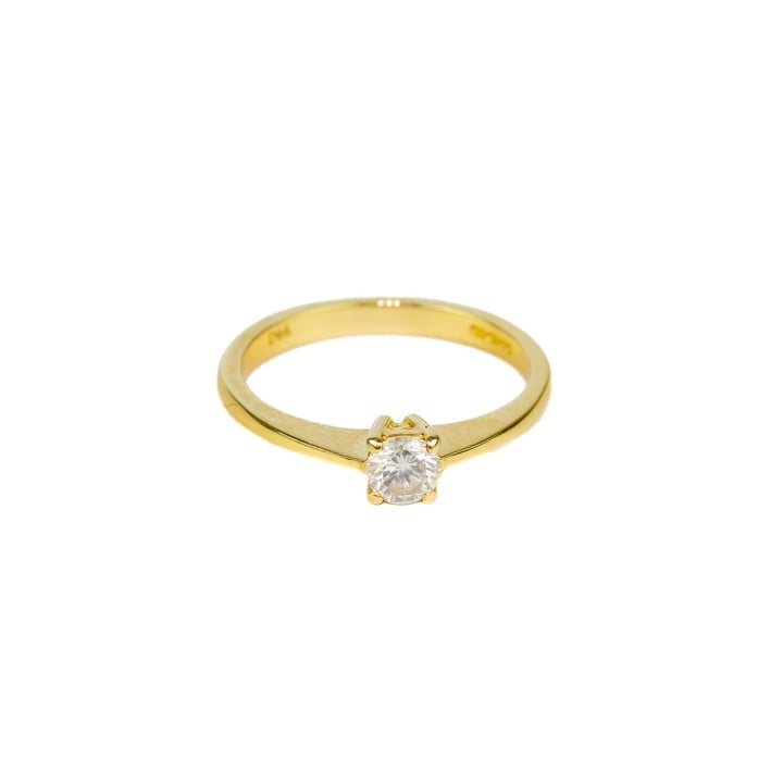 18ct Yellow Gold 0.23ct Diamond Single Stone Ring, Size L, 2.7g.  Auction Guide: £250-£350 (VAT Only Payable on Buyers Premium)