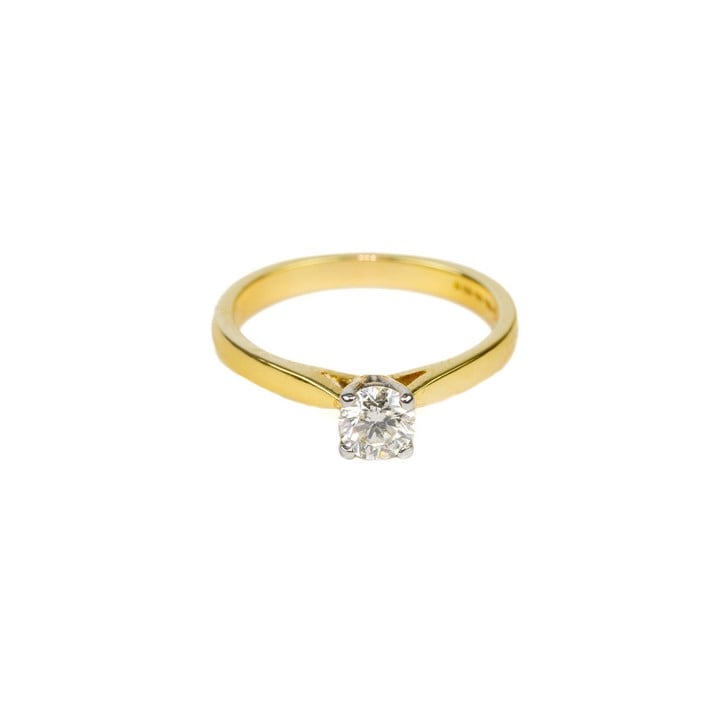 18ct Yellow and White Gold 0.25ct Diamond Single Stone Ring, Size J, 2.5g.  Auction Guide: £200-£300 (VAT Only Payable on Buyers Premium)