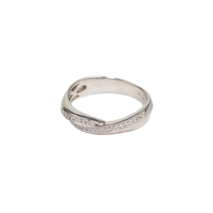 18ct White Gold 0.16ct Diamond Pavé Crossover Ring, Size L, 3.3g.  Auction Guide: £150-£200 (VAT Only Payable on Buyers Premium)