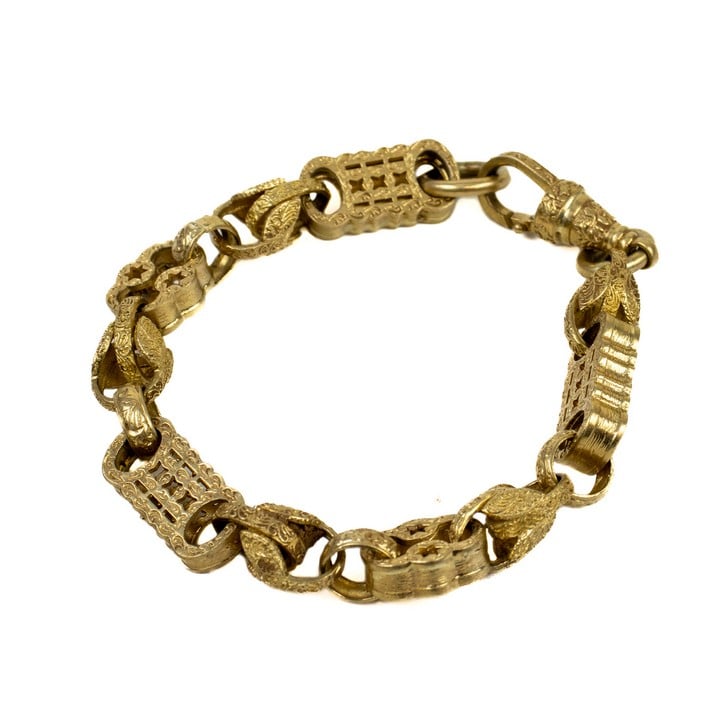 9ct Yellow Gold Fancy Link Bracelet, 23cm, 49.6g.  Auction Guide: £900-£1,100 (VAT Only Payable on Buyers Premium)