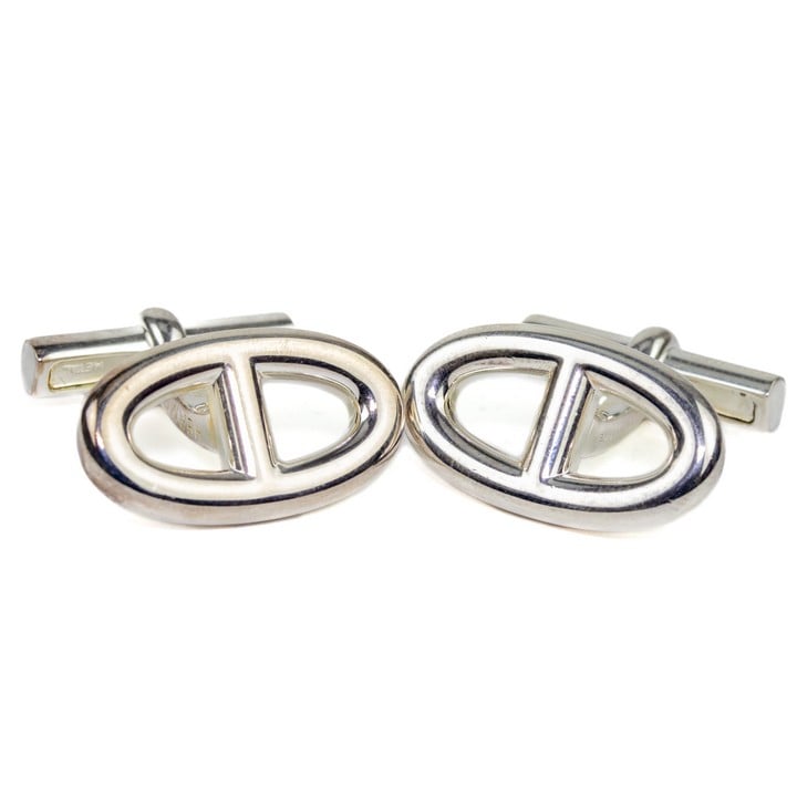 Hermes Chaine d'Ancre Sterling Silver Cufflinks, 2x1cm, 12.6g (VAT Only Payable on Buyers Premium)