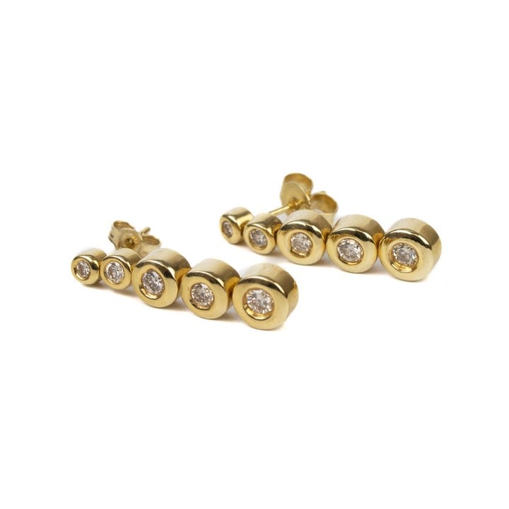 18ct Yellow Gold 0.42ct Diamond Graduated Drop Earrings, 2.2cm, 4.7g.  Auction Guide: £200-£300 (VAT Only Payable on Buyers Premium)