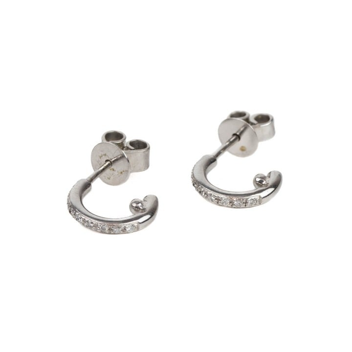 Theo Fennell 18ct White Gold Diamond Half Hoop Earrings, 1cm, 2.6g.  Auction Guide: £150-£200 (VAT Only Payable on Buyers Premium)