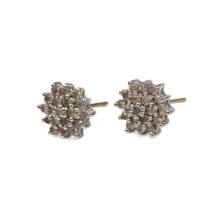 9ct Yellow Gold 0.40ct Diamond Cluster Earrings, 0.8cm, 1.5g (No Butterfly backs) (VAT Only Payable on Buyers Premium)