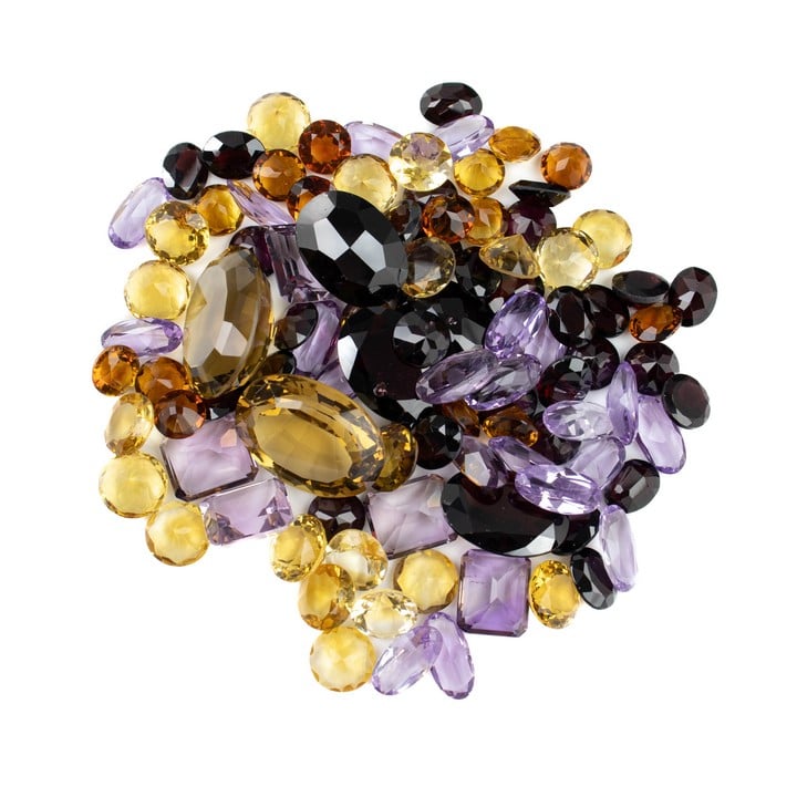 300.94ct Garnet, Amethyst, Citrine Faceted Mixed-cut Parcel of Gemstones, mixed