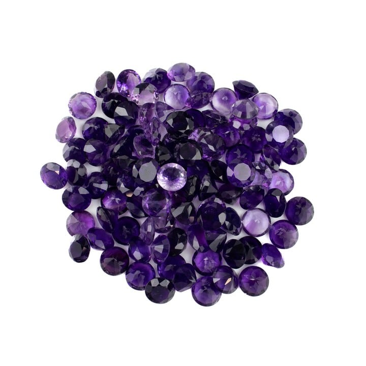 170.56ct Amethyst Faceted Round-cut Parcel of Gemstones, 8mm