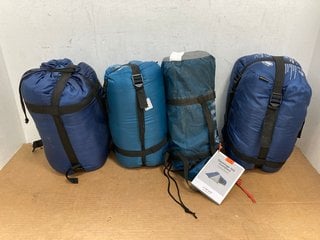 4 X ASSORTED CAMPING ITEMS TO INCLUDE MUMMY 300 SLEEPING BAG: LOCATION - B2