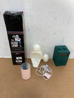 QTY OF ASSORTED ITEMS TO INCLUDE TINC THE BIG GLOOP LAMP: LOCATION - BR9