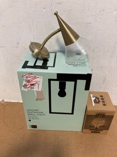 QTY OF ASSORTED LIGHTING ITEMS TO INCLUDE JOHN LEWIS & PARTNERS LOUVRE OUTDOOR WALL LIGHT: LOCATION - BR9