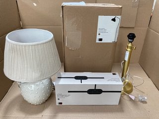 QTY OF ASSORTED LIGHTING ITEMS TO INCLUDE JOHN LEWIS & PARTNERS BALDWIN FLOOR LAMP IN DARK BRASS: LOCATION - BR11