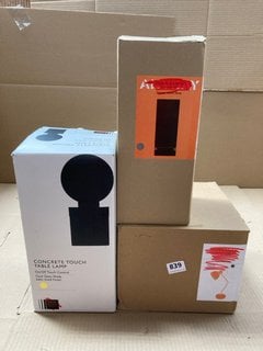 2 X ASSORTED LIGHTING ITEMS TO INCLUDE JOHN LEWIS & PARTNERS CONCRETE TOUCH LAP: LOCATION - BR13